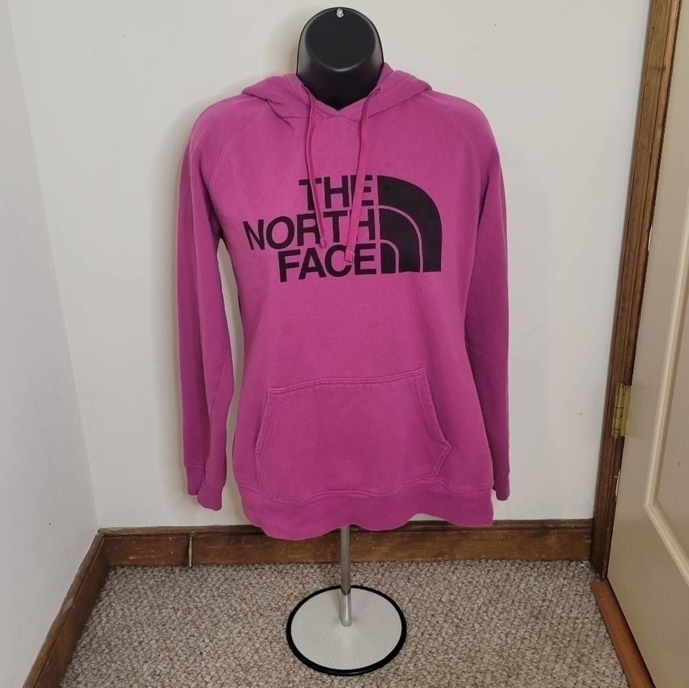 The North Face Women's Pink Cotton Logo Hoodie - Size (S) - Excellent Condition